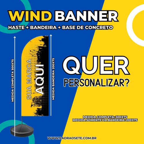 Wind Banner Completo Base Concreto 200x75cm